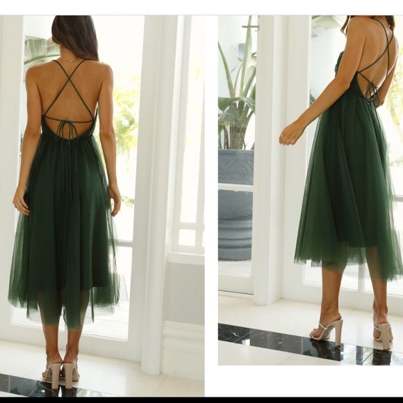 Hello Molly Dark Green Midi Dress - Picture 2 of 6
